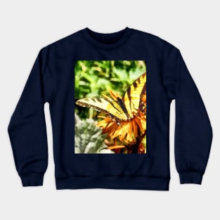 Butterflies - Tiger Swallowtail on Yellow Wildflower Crewneck Sweatshirt